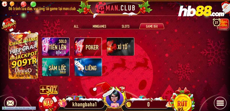 Hệ thống game bài ManClub đa dạng và hiện đại