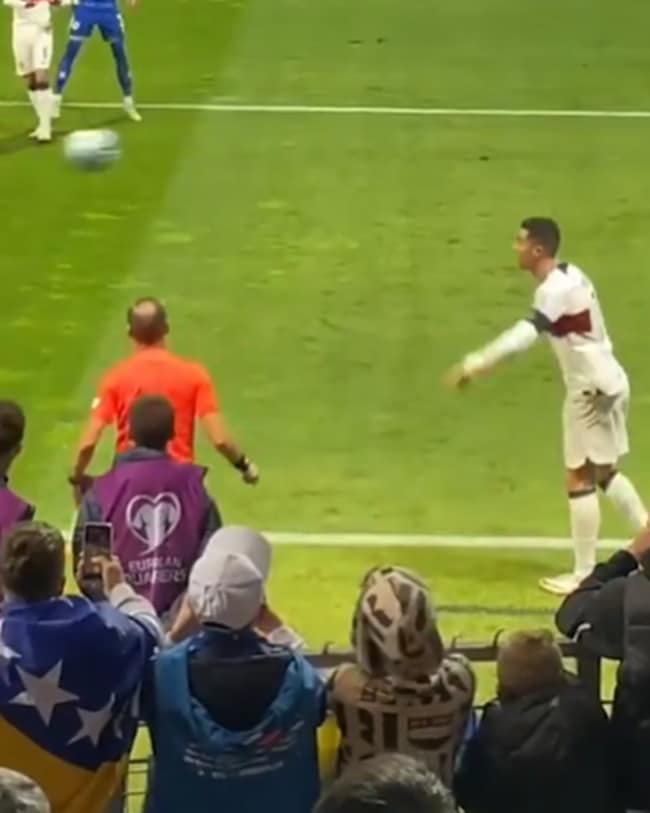 Shocking moment furious Cristiano Ronaldo is hurt by pitch invader trying to take selfie during Portugal clash - Bóng Đá