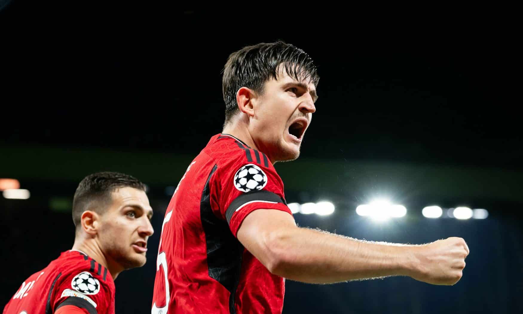 Maguire mừng sau khi ghi bàn duy nhất giúp Man Utd thắng Copenhagen 1-0 ở lượt ba bảng A Champions League trên sân Old Trafford, Manchester ngày 24/10. Ảnh: X / manutd